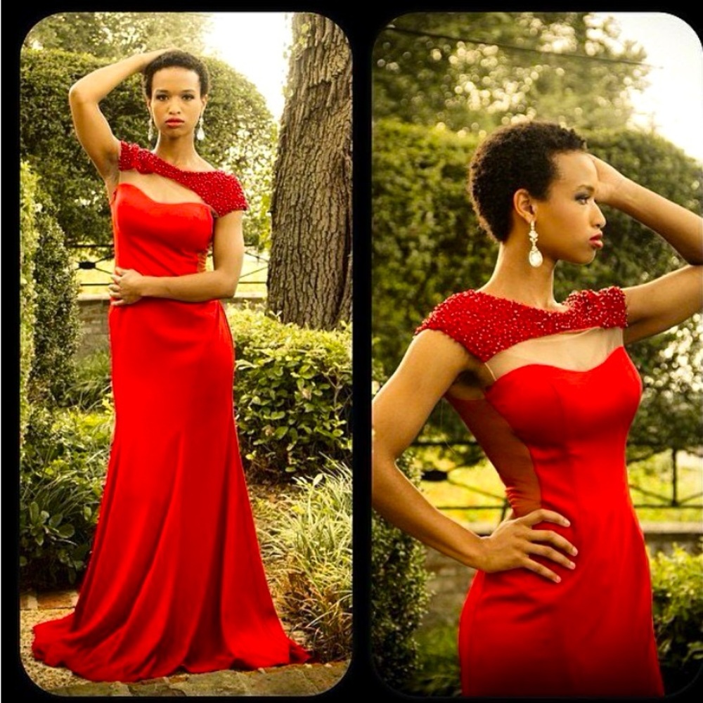 Mac Duggal Red Formal Long Dress Size 10